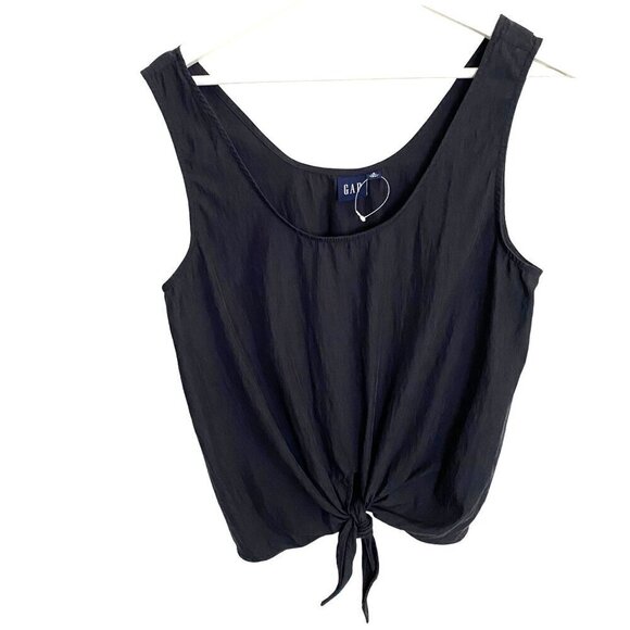 Gap TENCEL™ Lyocell Cropped Knot Tank Top Moonless Night- S Tall NWOT - Picture 2 of 8